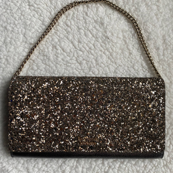 Kate Spade Milou Laurel Way Glitter Gunmetal Wallet/Clutch - Picture 1 of 9